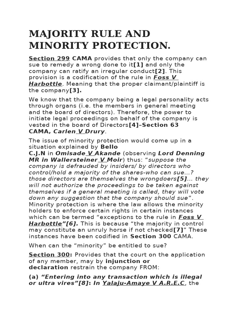 Majority Rule & Minority Rights | PDF | Liquidation | Lawsuit