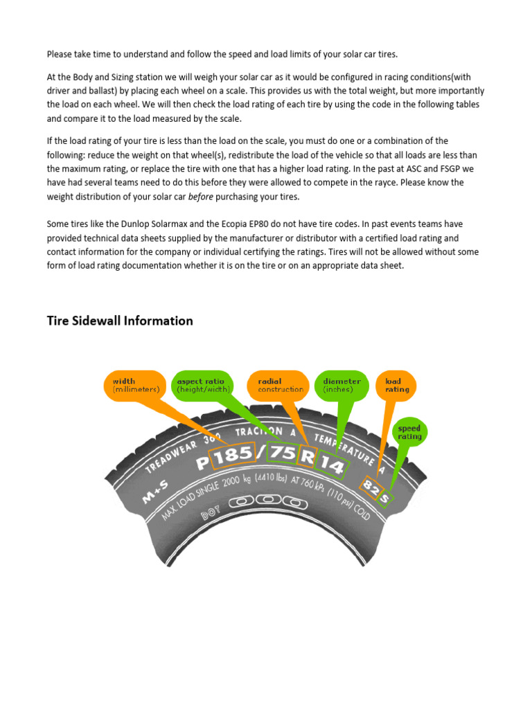 Tire Load and Speed Rating | PDF | Vehicle Technology | Vehicles