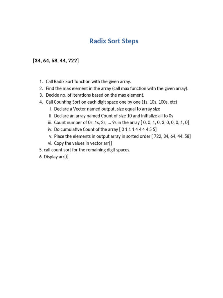 Radix Sort Steps | PDF