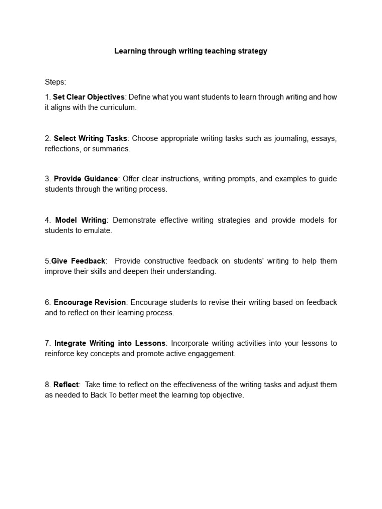 Learning Through Writing Strategy | PDF