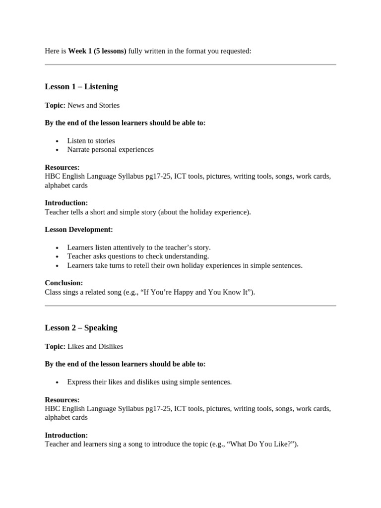 ECD A English Lesson Plans | PDF | Educational Technology | English ...
