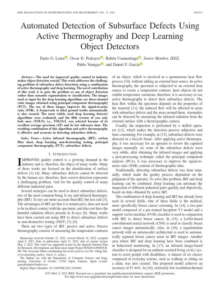 Automated Detection of Subsurface Defects Using | PDF | Thermography ...