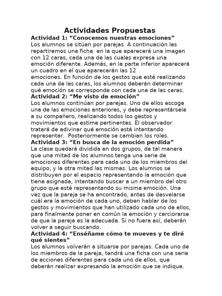 Actividades para Trabajar Emociones | PDF | Expresión facial | Las ...