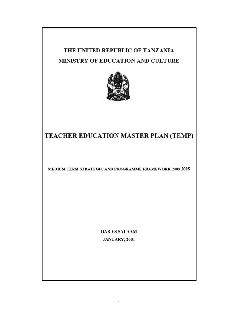 Tanzania Teacher Master Plan-2001 2005 | PDF | Teachers | Teacher Education