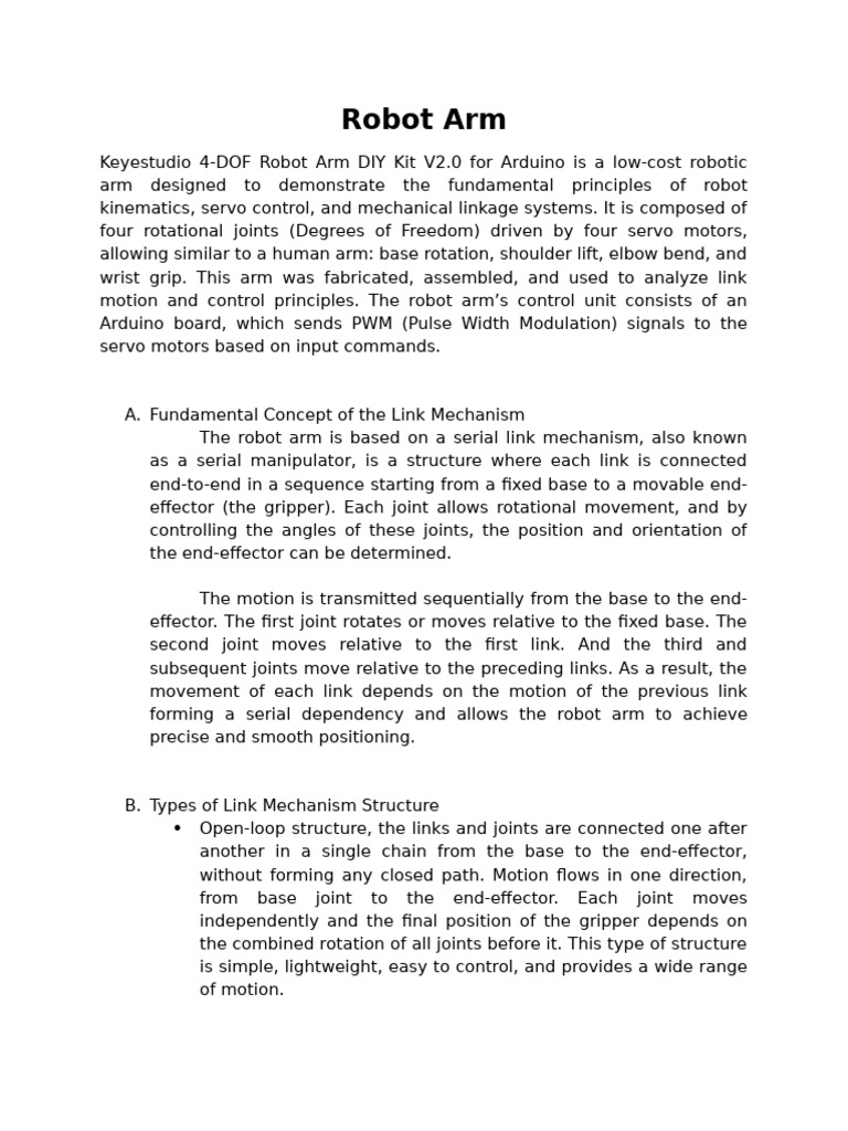 Robot Arm | PDF | Kinematics | Rotation