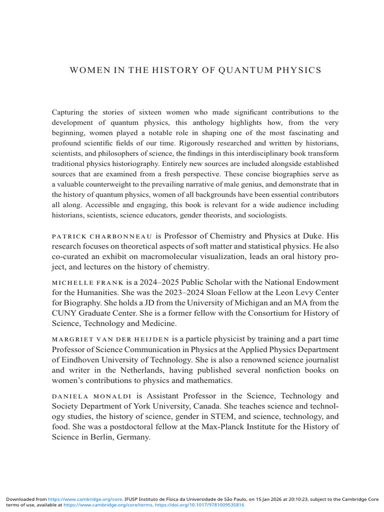 (Charbonneau Et Al) Women in The History of Quantum Physics | PDF ...