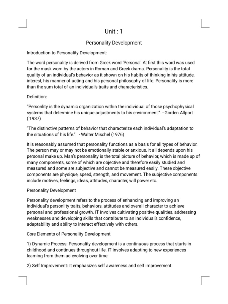 Personality Development | PDF | Psychological Resilience | Attitude ...