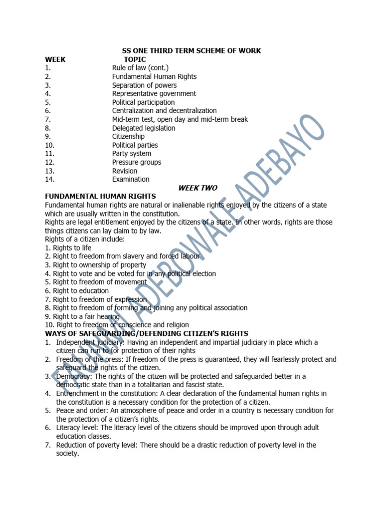 Ss1 Third Term Note 20222023 Session Current | PDF | Separation Of ...
