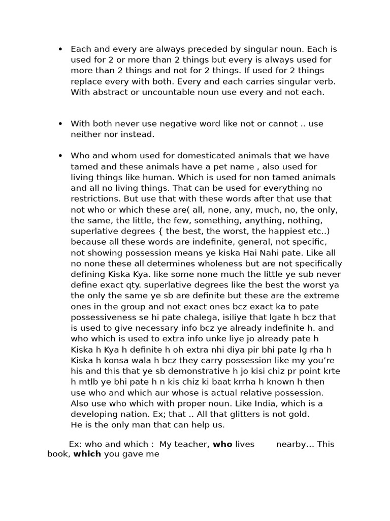 Grammar Rules Notes | PDF | Language Mechanics | Linguistic Typology
