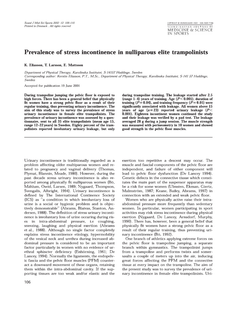 Prevalence of Stress Incontinence | PDF