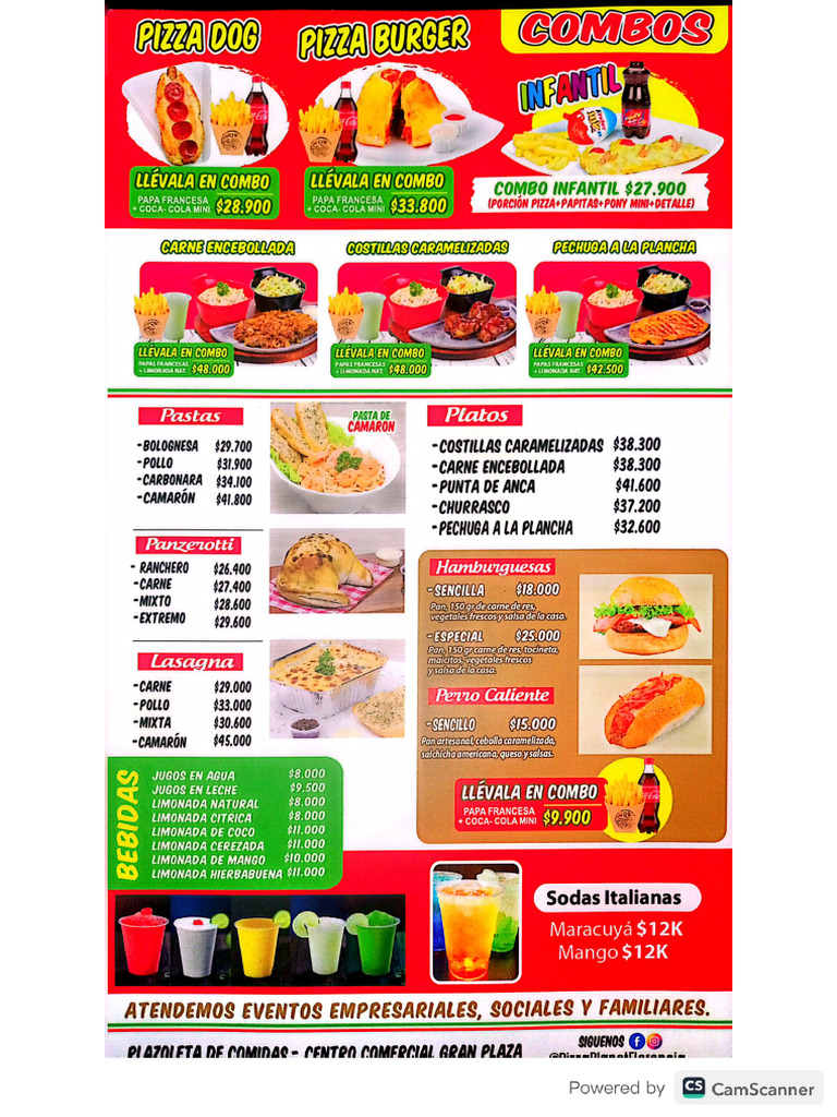 Menu Pizza Planet | PDF