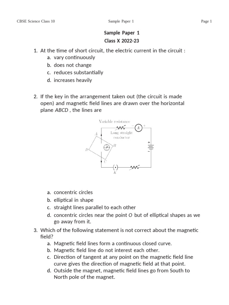 Science Sample Paper 01 | PDF | Electromagnetic Radiation | Optics