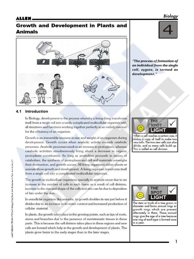 Growth and Development in Plants and | PDF | Seed | Germination