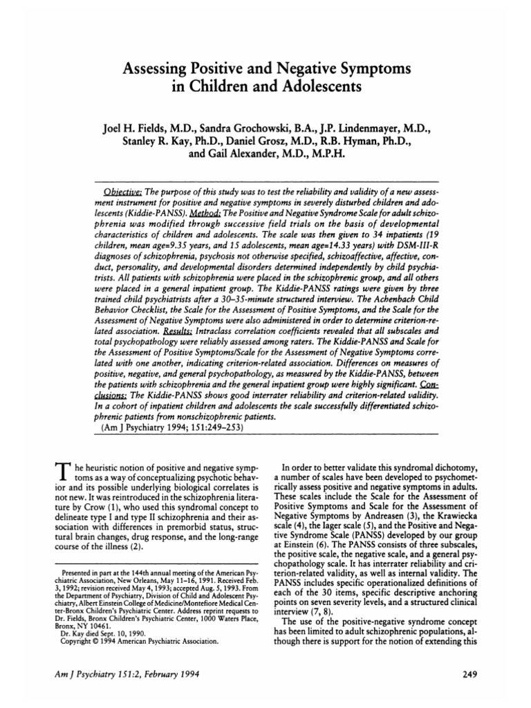 Assessing Positive and Negative Symptoms | PDF | Diagnostic And ...