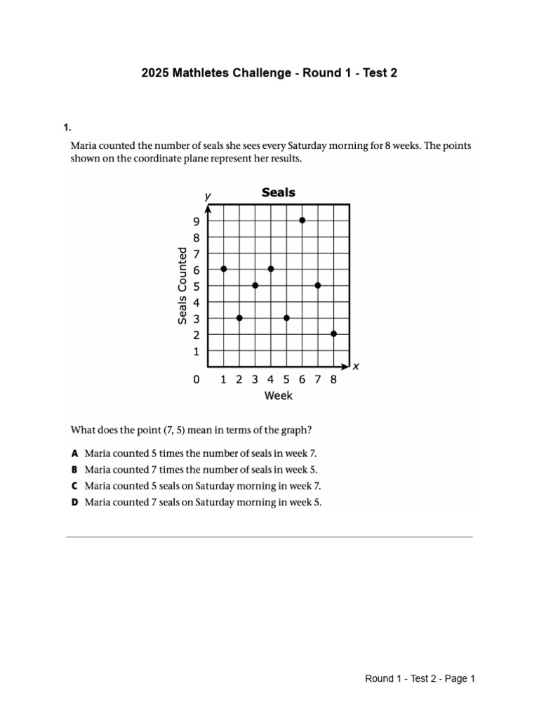 2025 Mathletes Challenge Round 1 Test 2 | PDF