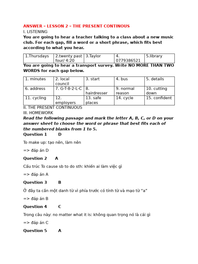 Answer - Lesson 2 | PDF