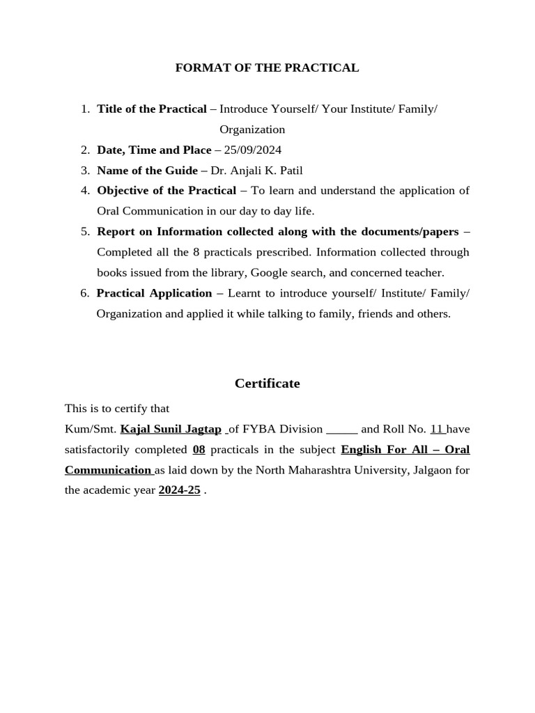 Format of The Practical | PDF