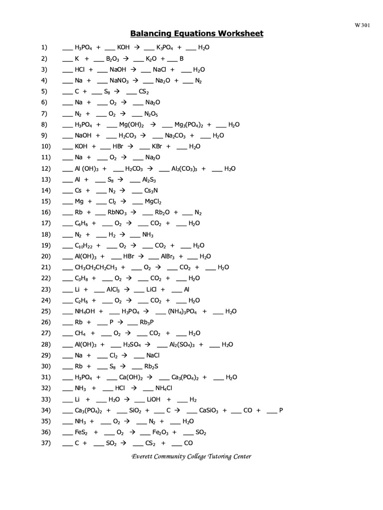 Balancing Equations | PDF