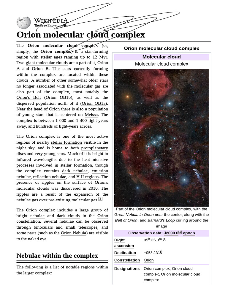 Orion Molecular Cloud Complex | PDF | Star Formation | Astronomical Objects