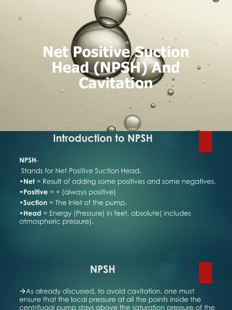 Net Positive Suction HeadNPSH and Cavitation | PDF