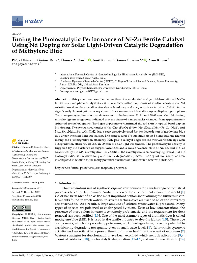 Tuning The Photocatalytic Performance of Ni-Zn Fer | PDF | X Ray ...