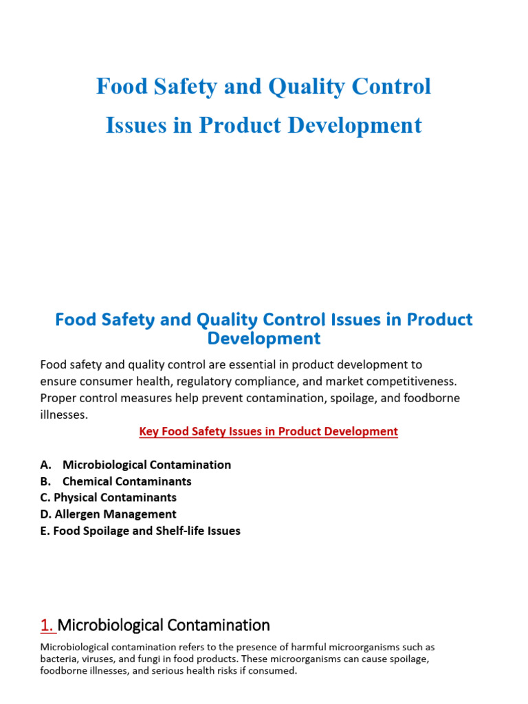 FDFP - 11th-Food Safety and Quality Control Issues in Product | PDF ...