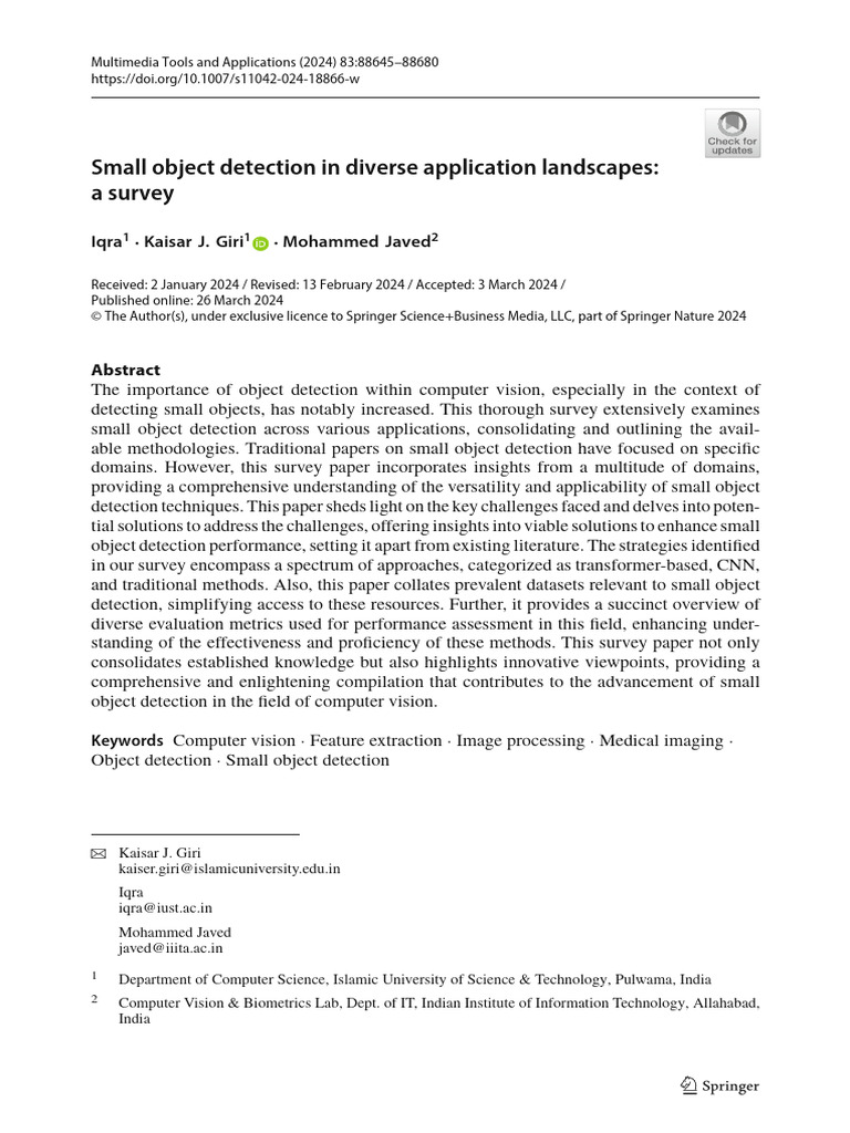 Small Object Detection in Diverse Application Landscapes: A Survey ...