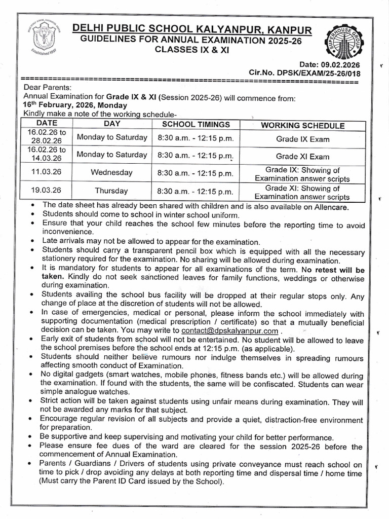 Classes Ix & Xi Guidelines For Annual Examination 2025-26 | PDF