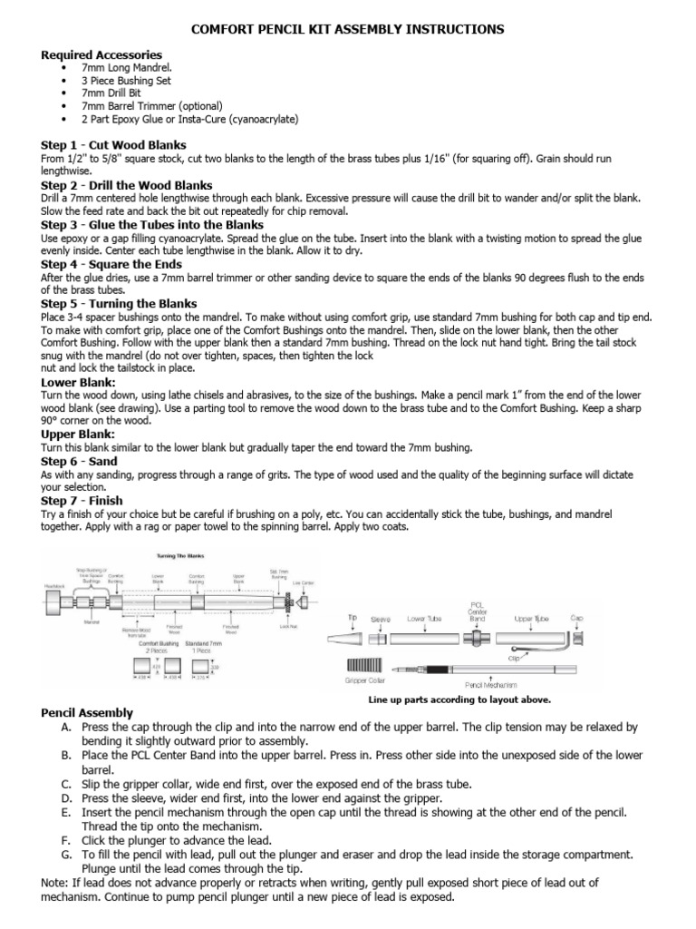 Comfort Pencil Kit Assembly Instructions | PDF | Metalworking ...