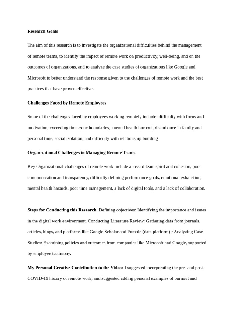 Research Goals On Project | PDF | Occupational Burnout | Social Psychology