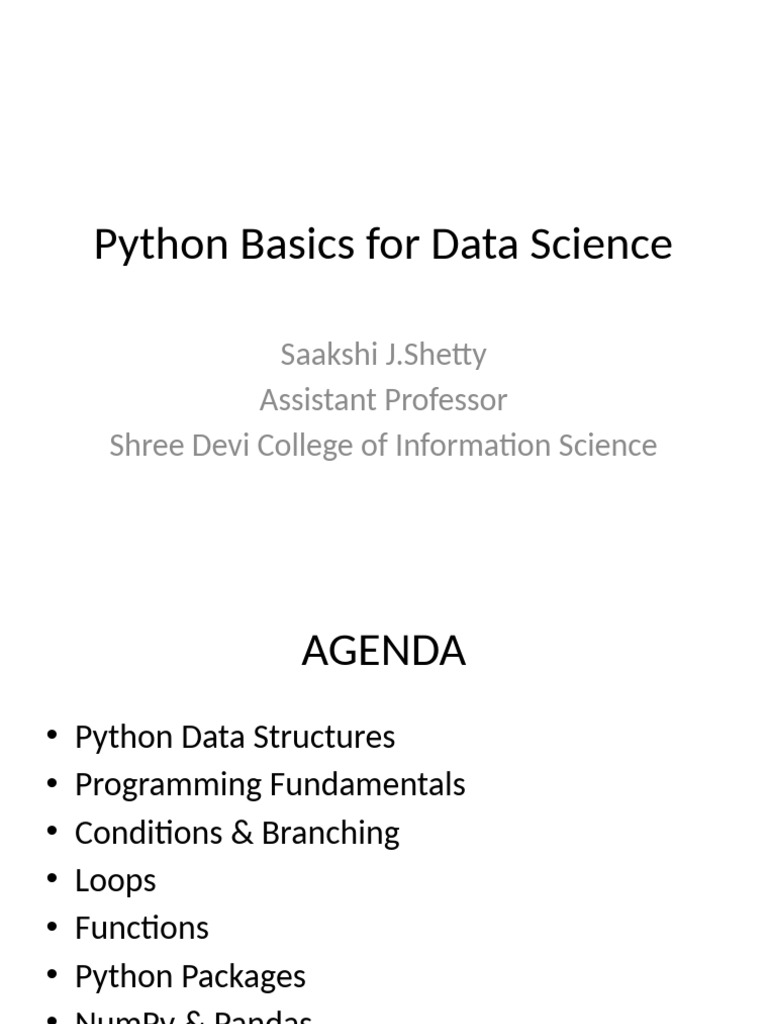 Python Basics For Data Science | PDF | Python (Programming Language ...