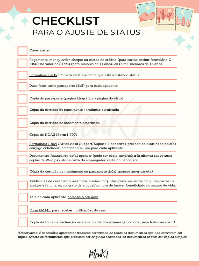 Checklist Ajuste de Status | PDF | Visto para viagem | Passaporte