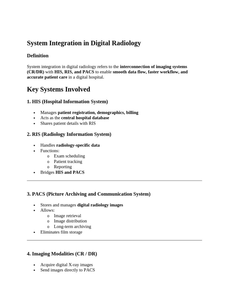 System Integration in Digital Radiology | PDF