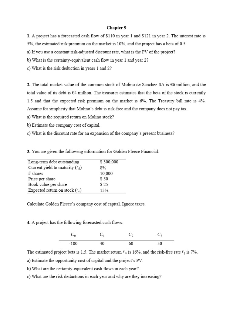 Chapter 9 Exercises - Student - Tagged | PDF | Cost Of Capital ...