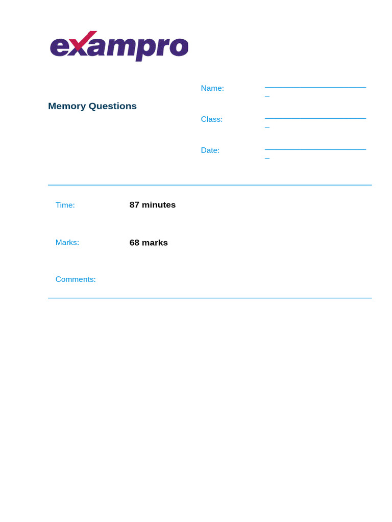 Memory Questions Exampro Ms QP | PDF | Long Term Memory | Memory