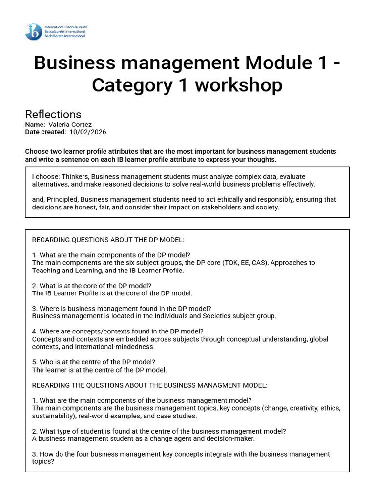 Ib - Reflection 1 | PDF