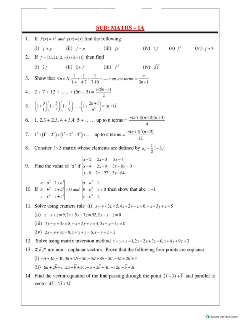 Imp - Questions (Maths Ia) | PDF