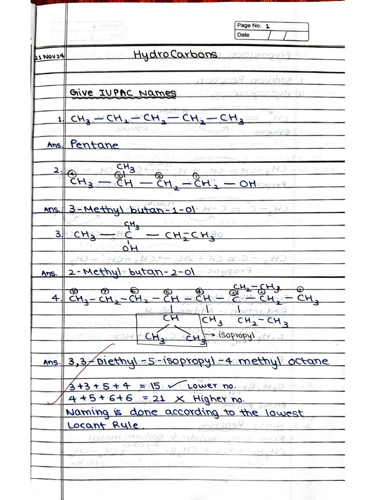 Hydrocarbons Class 11 | PDF