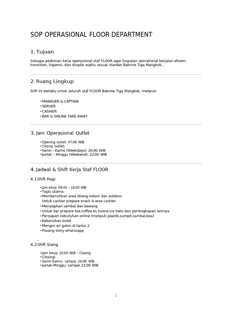 Sop Floor Bakmi Tiga Mangkok | PDF