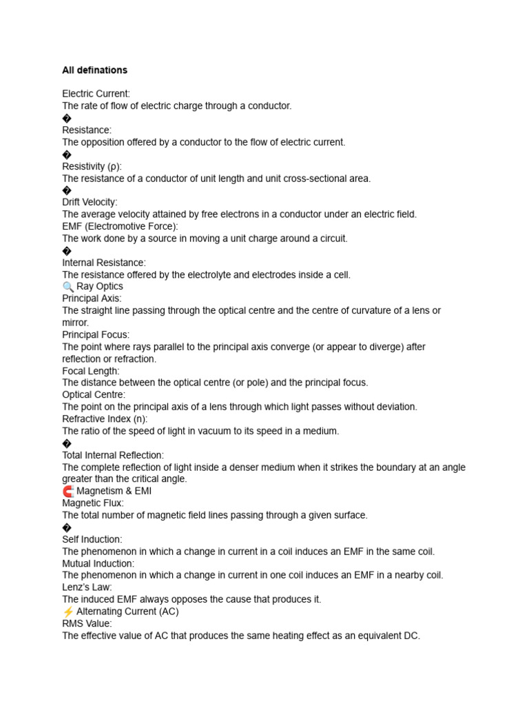 All Definations | PDF | Semiconductors | Electric Current