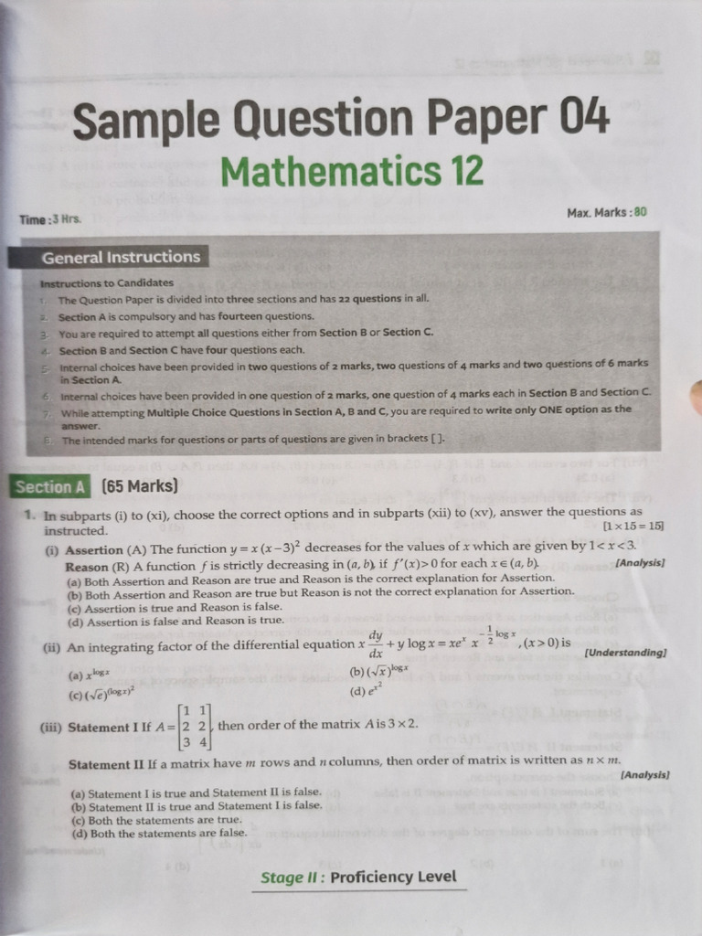 Sample Paper 4 | PDF