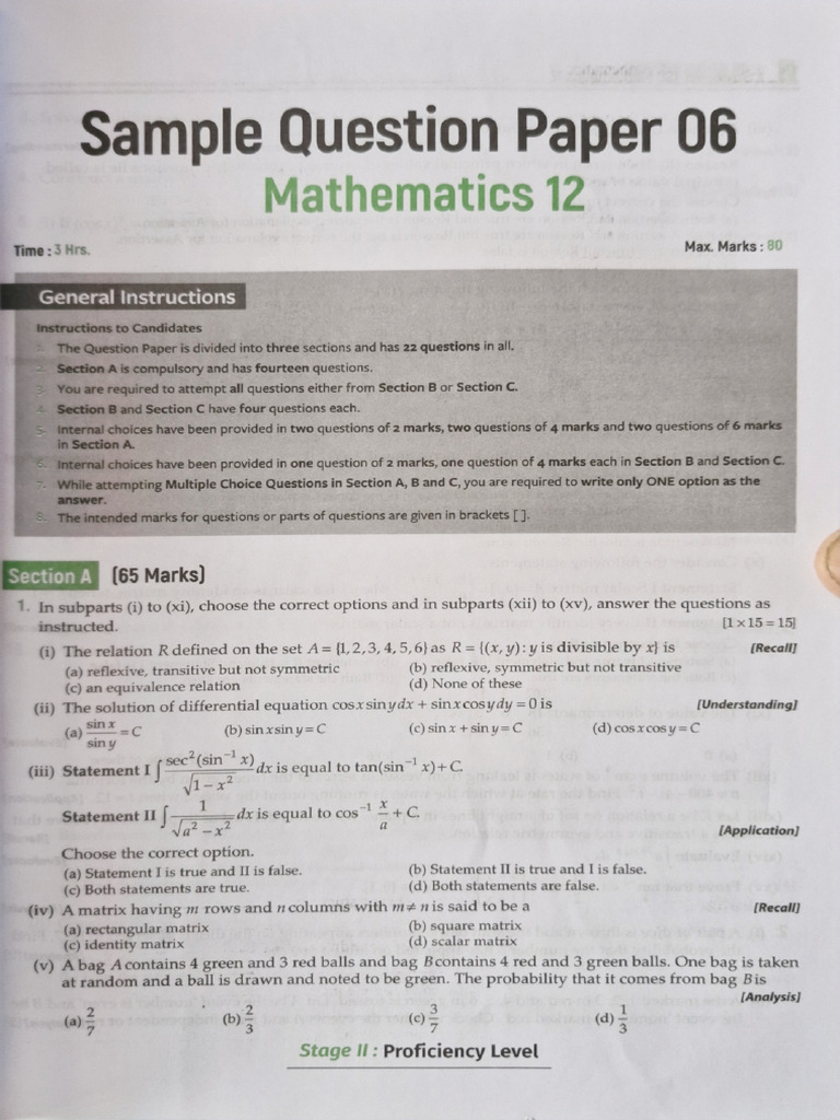 Sample Paper 6 | PDF