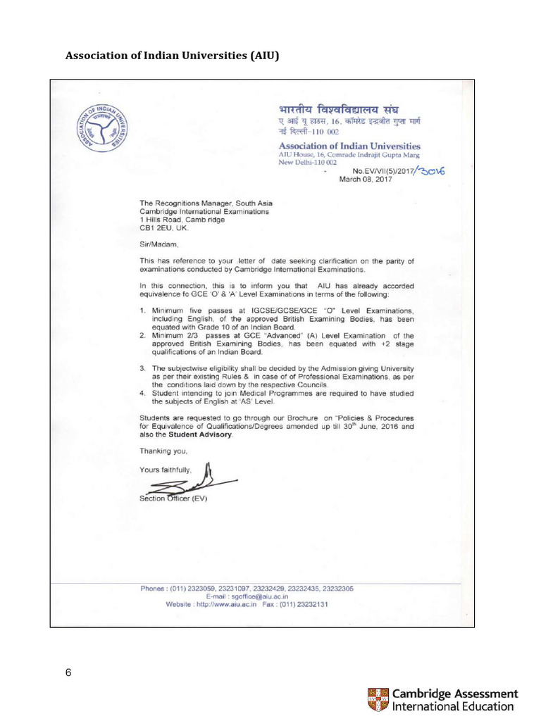 AIU Letter Compressed | PDF
