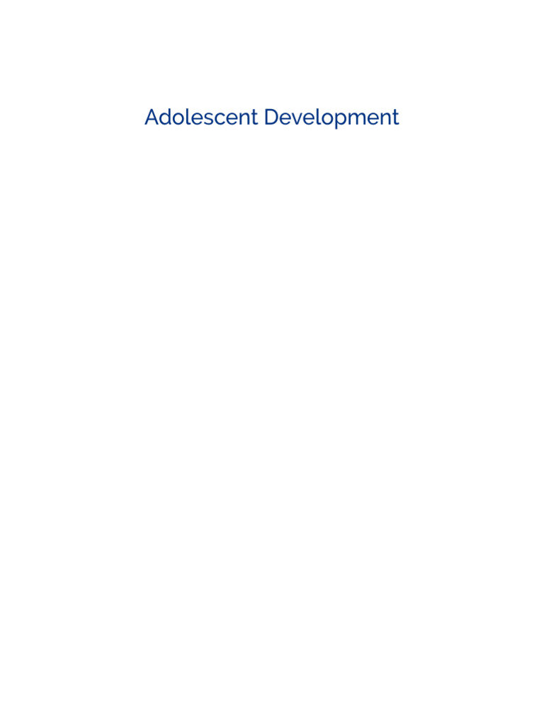 Adolescent Development 1769708562 | PDF | Adolescence | Puberty