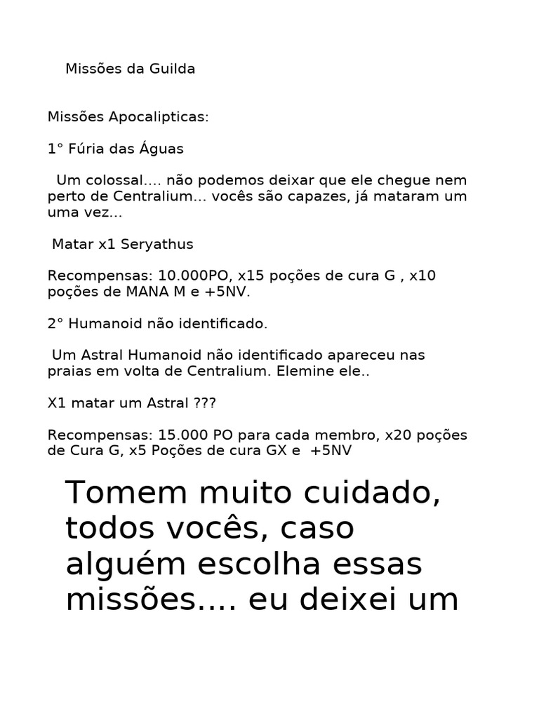 Missões Da Guilda Apocalipticas | PDF