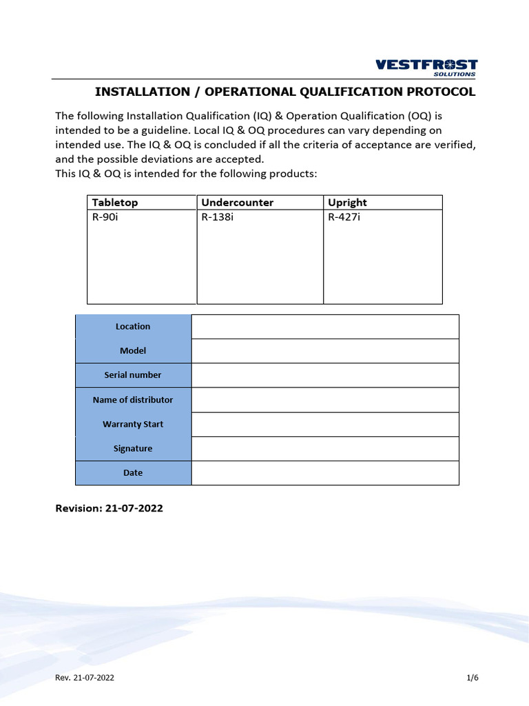 Iq Oq Refrigerator V 2 | PDF | Verification And Validation ...