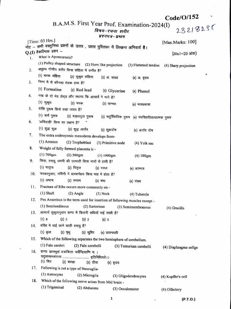 Anatomy Paper 1 | PDF | Anatomy | Human Anatomy