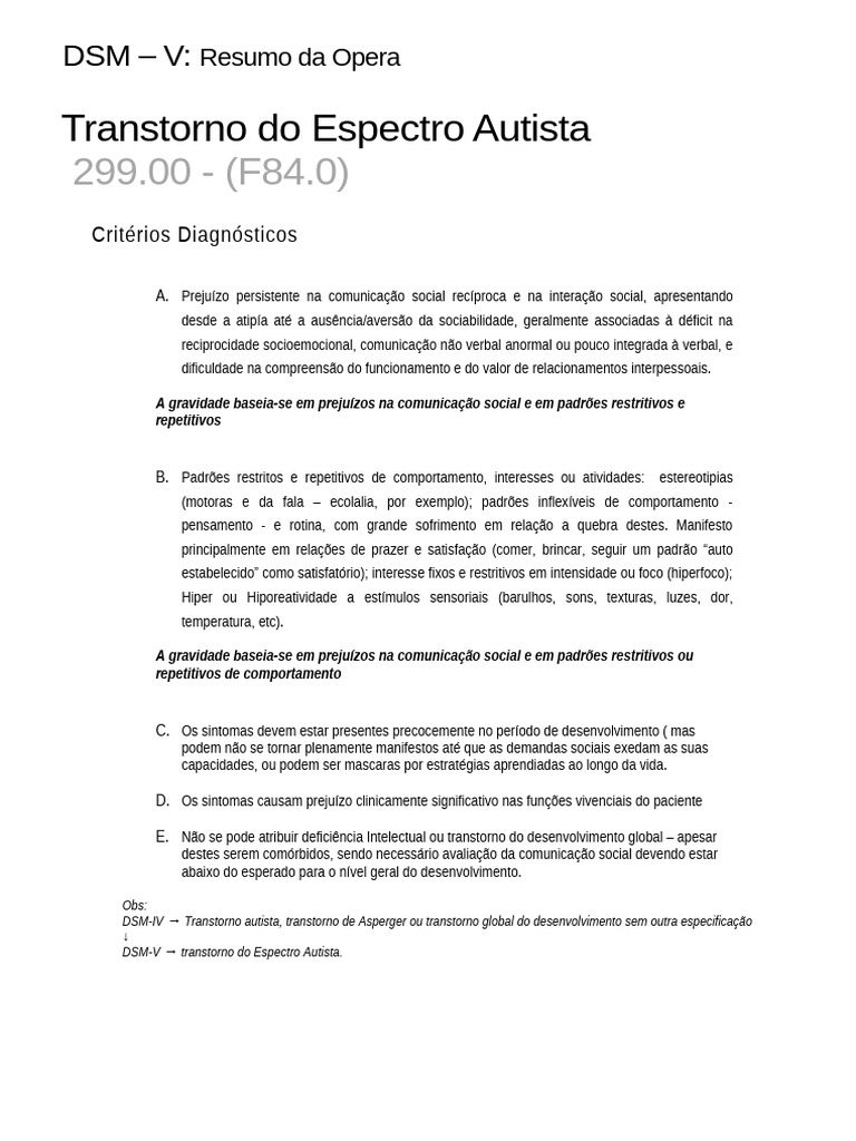 Transtorno Do Espectro Autista | PDF | Autismo | Distúrbio mental