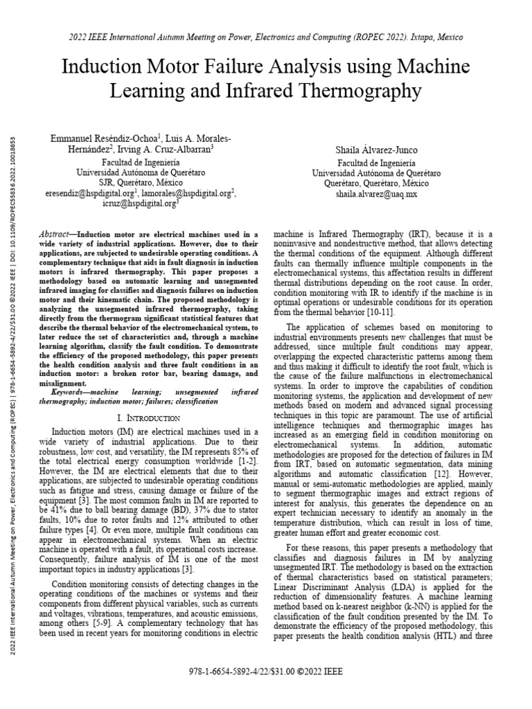 Induction Motor Failure Analysis Using Machine Learning and Infrared ...
