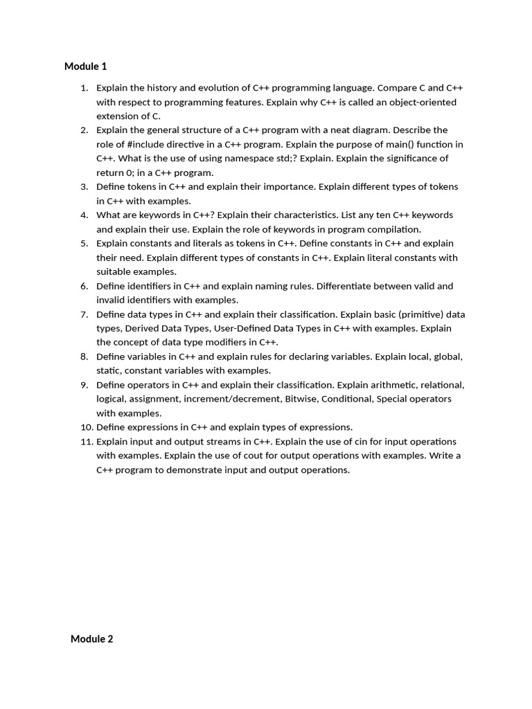 Imp Questions of Module 1&2 | PDF